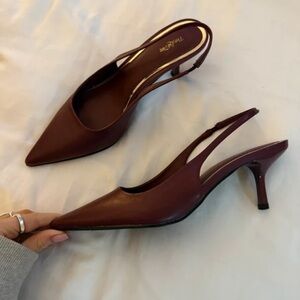 PrettyLittleThing Deep Red Slingback Heels